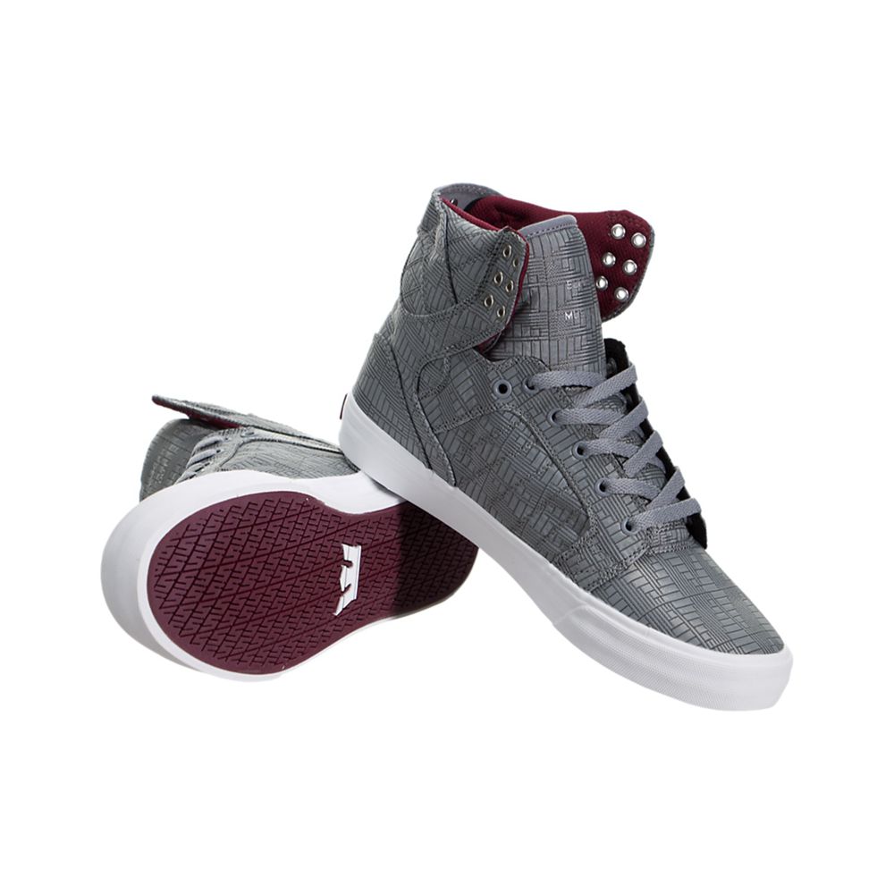 Baskets Montantes Supra SkyTop HF Grise Steel/Burgundy-White Homme | WIT-58477215